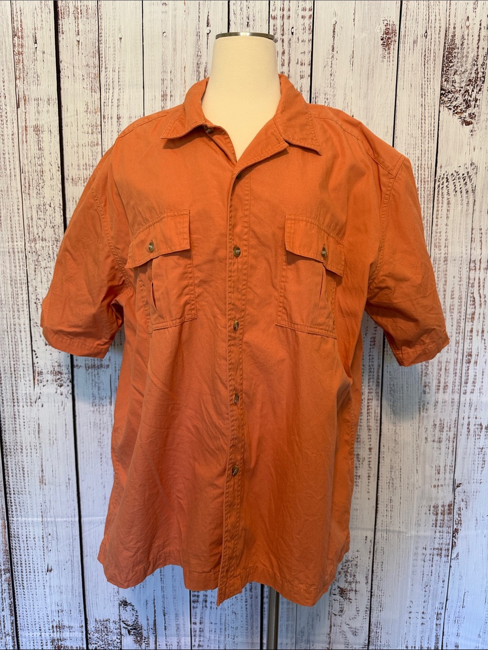 Eddie Bauer Rust Orange Short-Sleeve Button-Up Shirt